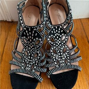 Forever Black Rhinestone Embellished Heels